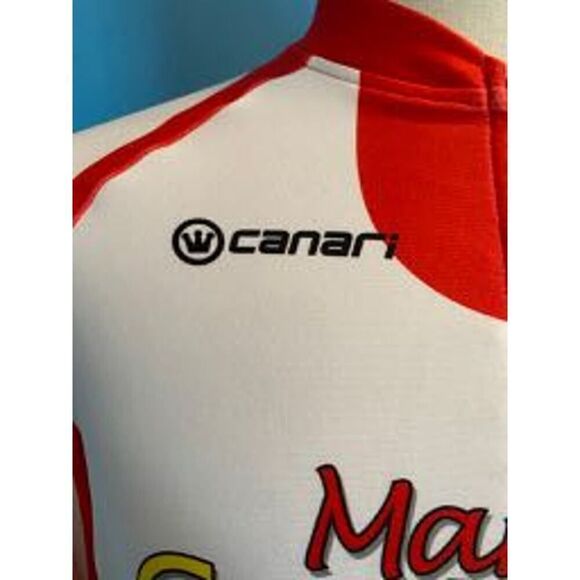 CANARI Cycling Bike Jacket Competition Advertising Sponsors Zipper 3 Pockets L M - Picture 3 of 13